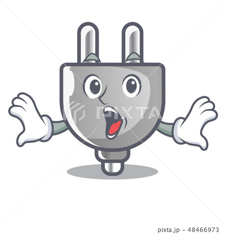 Surprised isolated power plug in the mascot 48466973