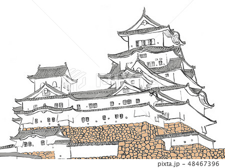 姫路城 100名城 イラストのイラスト素材