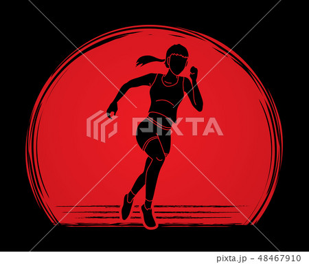 Athlete runner, A woman runner running vector 48467910