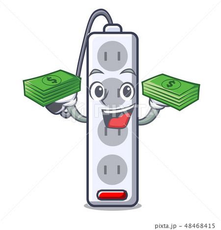 With money bag isolated power strip with the mascot With money bag isolated power strip with the mascot 48468415