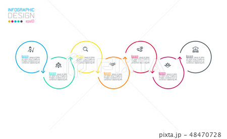 Circle label infographic with step by steps. 48470728
