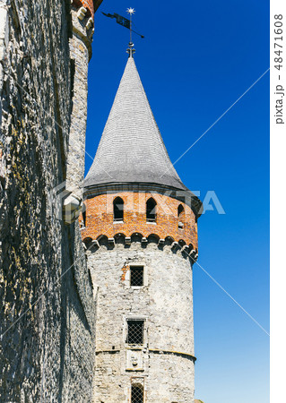 Beautiful castle on a mountain hill 48471608