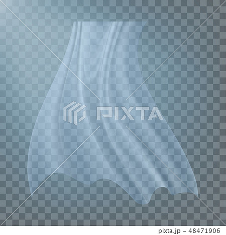 Fluttering White Cloth Vector. Viel Silk. Fabric Curtain. Clear Drape. Realistic Clear Material 48471906
