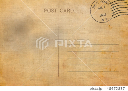 Backside of blank postcard with dirty stain Backside of blank postcard with dirty stain 48472837