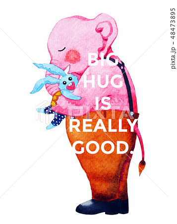 Big Hug Is Really Good Animals Concept Elephantのイラスト素材