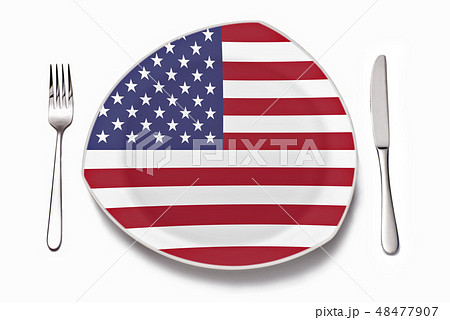 Plate with American flag Plate with American flag 48477907
