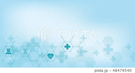 Healthcare and medical background with flat icons and symbols. Science, medicine and innovation 48479540