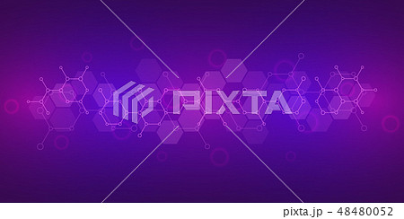 Abstract background of science and innovation technology. Technical background with molecular Abstract background of science and innovation technology. Technical background with molecular 48480052