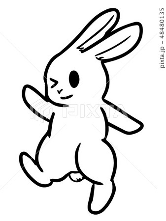 しろうさぎさん 白黒のイラスト素材