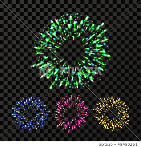Firework Vector. Bursting Explode Backdrop. Isolated On Transparent Background Realistic Firework Vector. Bursting Explode Backdrop. Isolated On Transparent Background Realistic 48480261