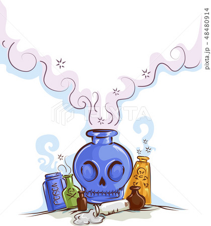 Bottles Poison Smoke Illustration 48480914