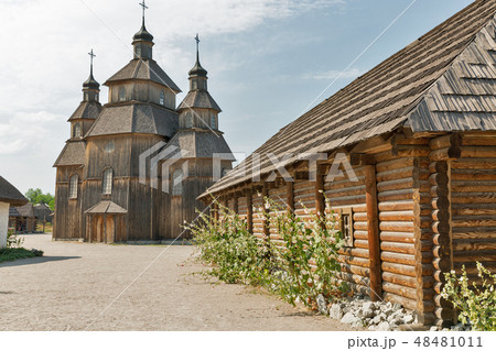 Zaporozhskaya Sich on Khortytsia island, Ukraine. 48481011
