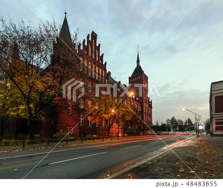 Autumn street in the evening, Gliwice, Poland 48483655