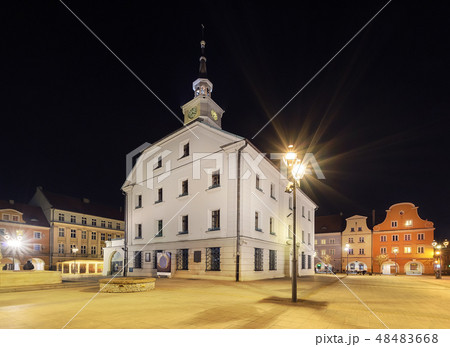 square in Gliwice with town hall in the evening square in Gliwice with town hall in the evening 48483668