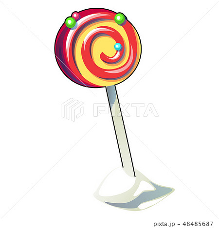 Candy in the Christmas style isolated on white background. Lollipop in the shape of a spiral. Vector 48485687