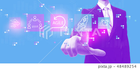 Agile concept with businessman in duotone Agile concept with businessman in duotone 48489254
