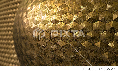 Gold convex hexagon pattern render BG 48490707