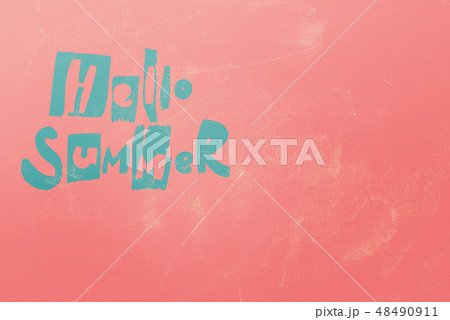 Phrase HELLO SUMMER hand made letters green 48490911
