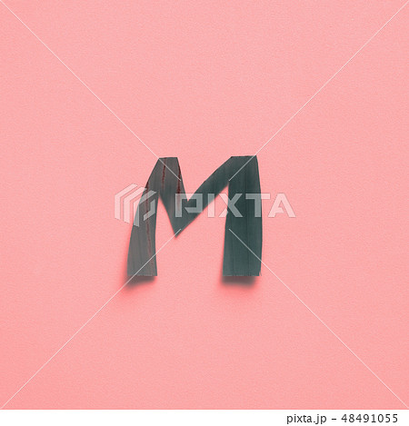 M One letter green tropical leaf alphabet pink M One letter green tropical leaf alphabet pink 48491055
