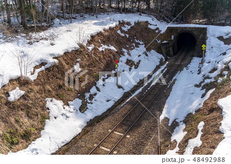 直線線路とトンネル　只見線 48492988