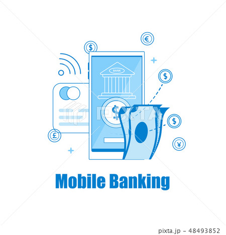 Mobile Banking. Mobile Bank on Display and Money. 48493852