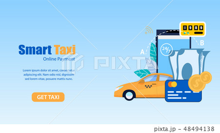 Horizontal Flat Banner Smart Taxi. Online Payment  48494138