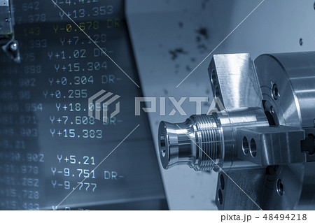 The abstract scene of CNC lathe machine The abstract scene of CNC lathe machine 48494218