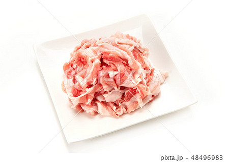 豚バラしゃぶしゃぶ用肉の写真素材