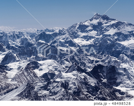 Kangchenjunga And Himalayas カンチェンジュンガ ヒマラヤ山脈 空撮の写真素材