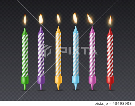 Birthday candle. Candlelight birthday party cake wax burning candle with flicker fire for holiday 48498908