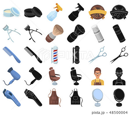Barbershop and equipment cartoon,black icons in set collection for design. Haircut and shave vector Barbershop and equipment cartoon,black icons in set collection for design. Haircut and shave vector 48500004