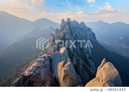 View from Ulsanbawi rock peak on sunset. Seoraksan National Park, South Corea View from Ulsanbawi rock peak on sunset. Seoraksan National Park, South Corea 48501445