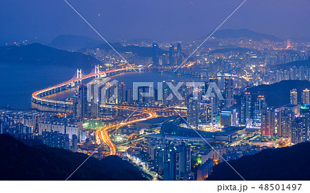 Busan cityscape Gwangan Bridge at night Busan cityscape Gwangan Bridge at night 48501497