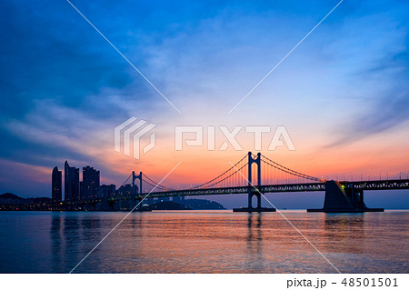 Gwangan Bridge on sunrise. Busan, South Korea 48501501