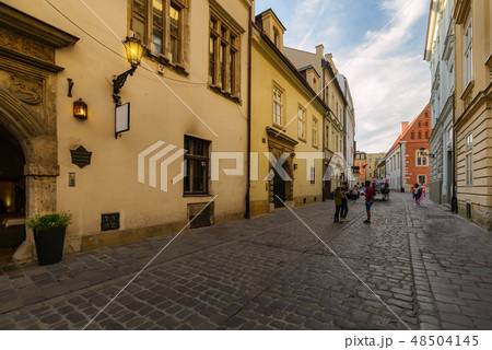 Vintage street architecture in Krakow, Poland Vintage street architecture in Krakow, Poland 48504145