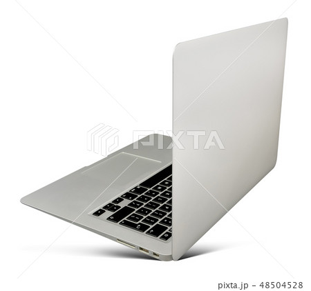 Thin hovering aluminium laptop, rear view 48504528