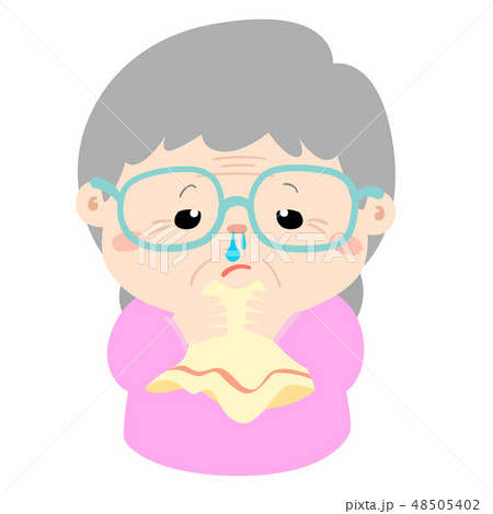 Ill grandmother runny nose cartoon vector - Stock Illustration [48505402] -  PIXTA