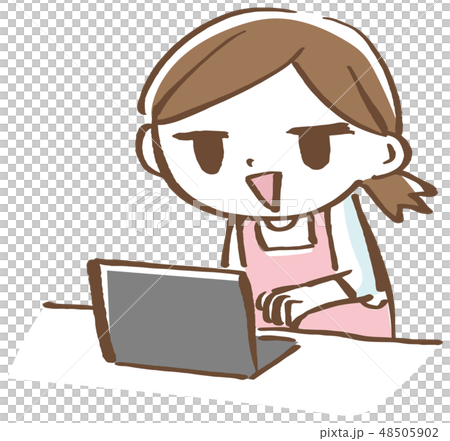 Woman operating a personal computer 48505902