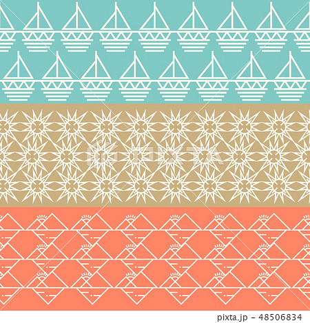 Vintage geometric horizontal seamless pattern set 48506834