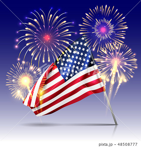 USA Independence day poster with firework and flag USA Independence day poster with firework and flag 48508777