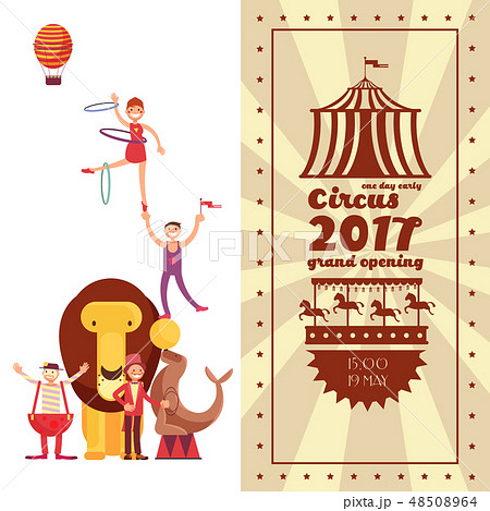 Fun fair carnival and circus vintage vector poster Fun fair carnival and circus vintage vector poster 48508964
