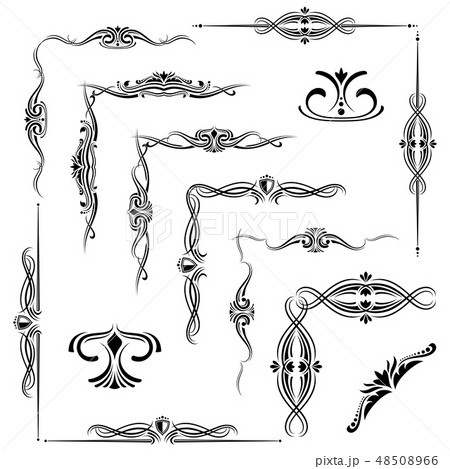 Flourish decorative elements, ornament borders isolated on white 48508966