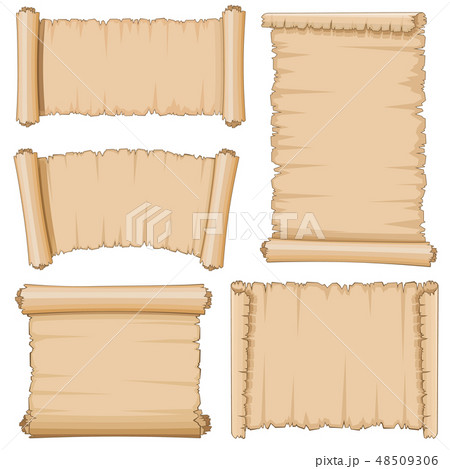 Blank cartoon old scrolls of papyrus paper vector set 48509306