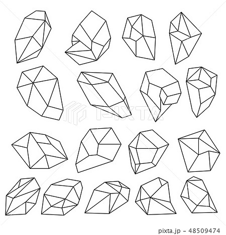Diamond 3d shapes. Natural crystals outline.... - Stock Illustration  [48509474] - PIXTA