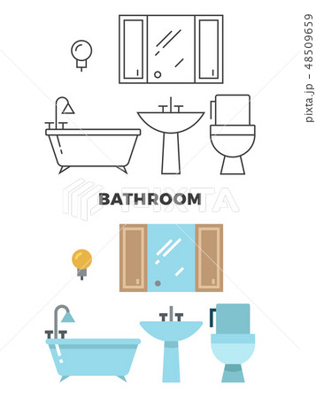 Bathroom concept - flat style and line style bathroom design Bathroom concept - flat style and line style bathroom design 48509659