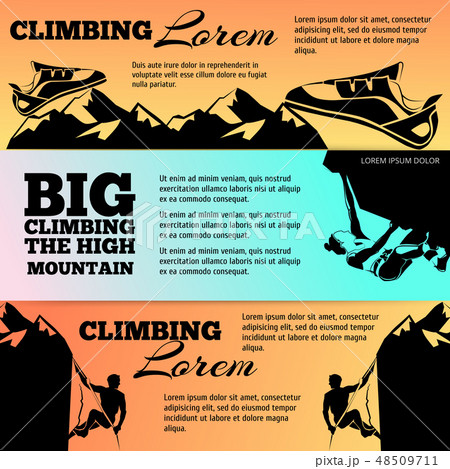 Climbing banners collection with black silhouettes Climbing banners collection with black silhouettes 48509711