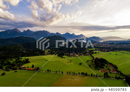 Panorama from the air sunset Forggensee Panorama from the air sunset Forggensee 48509783