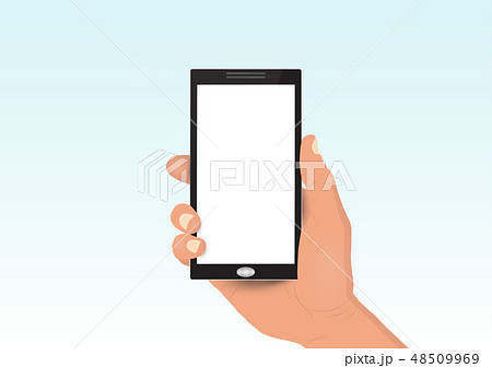 Hand holding white screen smartphone 48509969