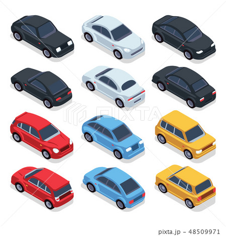 Isometric 3d cars. Transportation technology vector vehicles set 48509971