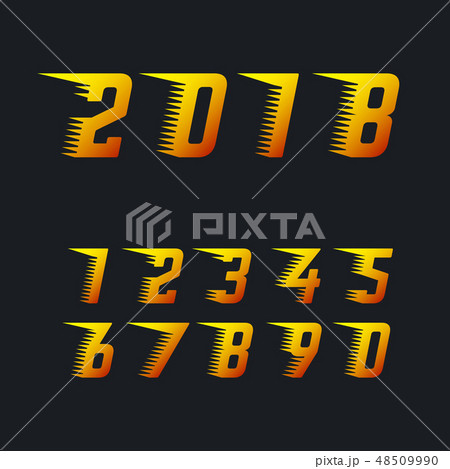 Sports racing numbers with rapid motion effect of speed lines set of vector symbols. Happy new year 48509990